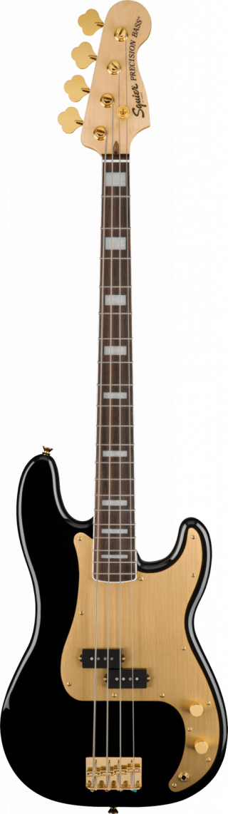 Squier 40th Anniversary Precision Bass Gold Edition Laurel Fingerboard Gold Anodized Pickguard Black
