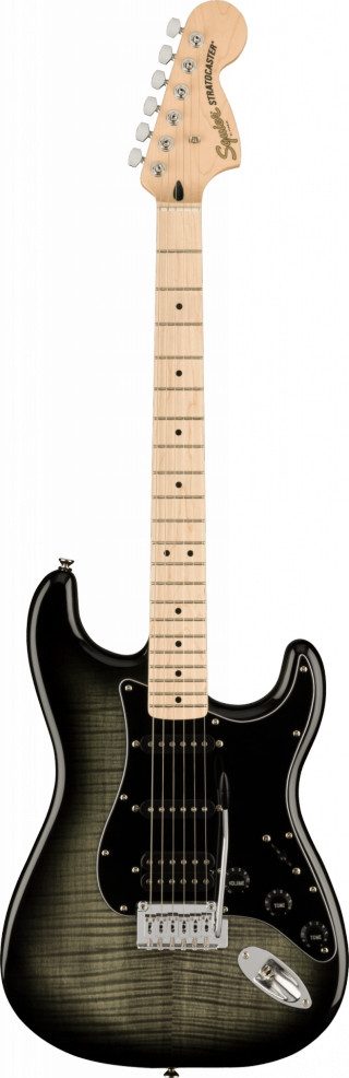 Squier Affinity Series Stratocaster FMT HSS Maple Fingerboard Black Pickguard Black Burst